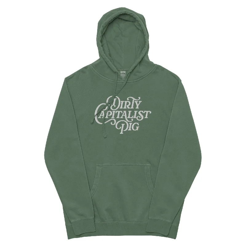 Dirty Capitalist Pig Pigment-dyed Embroidered Pullover Hoodie Hoodie with Set-In Sleeves Structured Classic