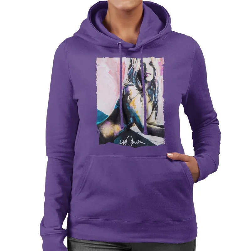 Sidney Maurer Original Portrait Of Kate Moss Nude Women's Hooded Sweatshirt Hoodie with Emblem Brand Identity