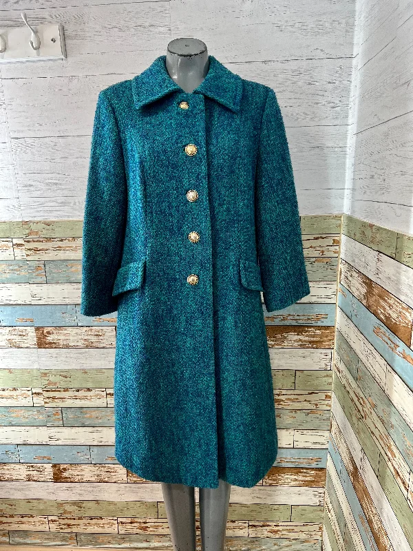 60’s Turquoise Patten Coat Hooded Jacket Zipper Jacket Button Jacket