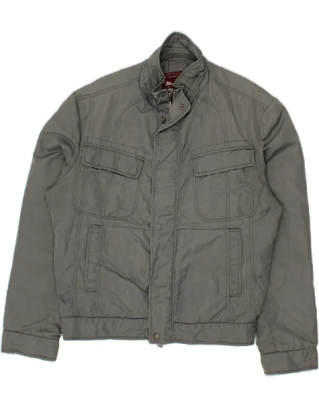 MARLBORO CLASSICS Mens Bomber Jacket EU 58 4XL Grey Nylon Trench Coat Raincoat Waterproof Jacket