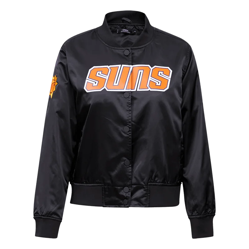 NBA PHOENIX SUNS CLASSIC WOMEN'S SATIN JACKET (BLACK) Denim Jacket Leather Jacket Suede Jacket