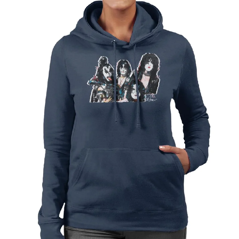 Sidney Maurer Original Portrait Of Kiss Gene Simmons Women's Hooded Sweatshirt Hoodie with Applique Textured Unique