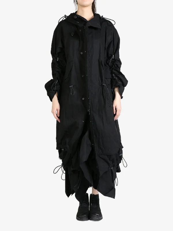 YOHJI YAMAMOTO LIMI FEU - Women Loose Elastic Coat Hooded Caped Scarf