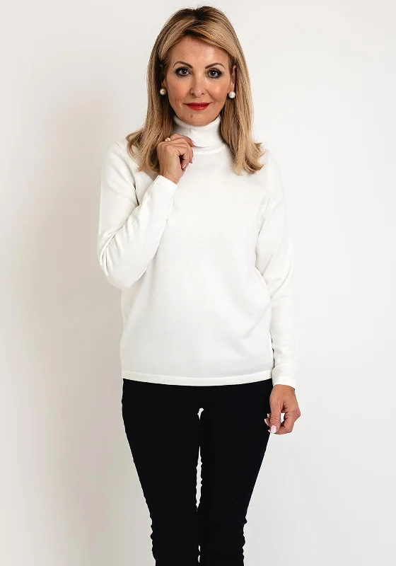 Natalia Collection Roll Neck Knit Sweater, Cream Slim Fit Regular Fit Oversized