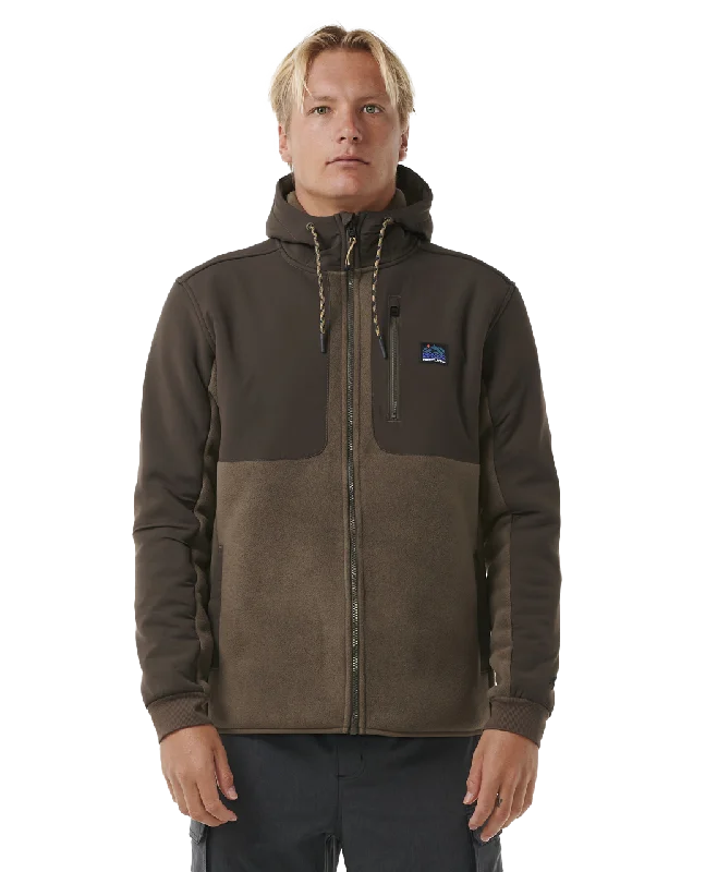 Anti-Series Search Hooded Zip Fleece Jacket in Rock Tailored Jacket Straight Jacket A-Line Jacket