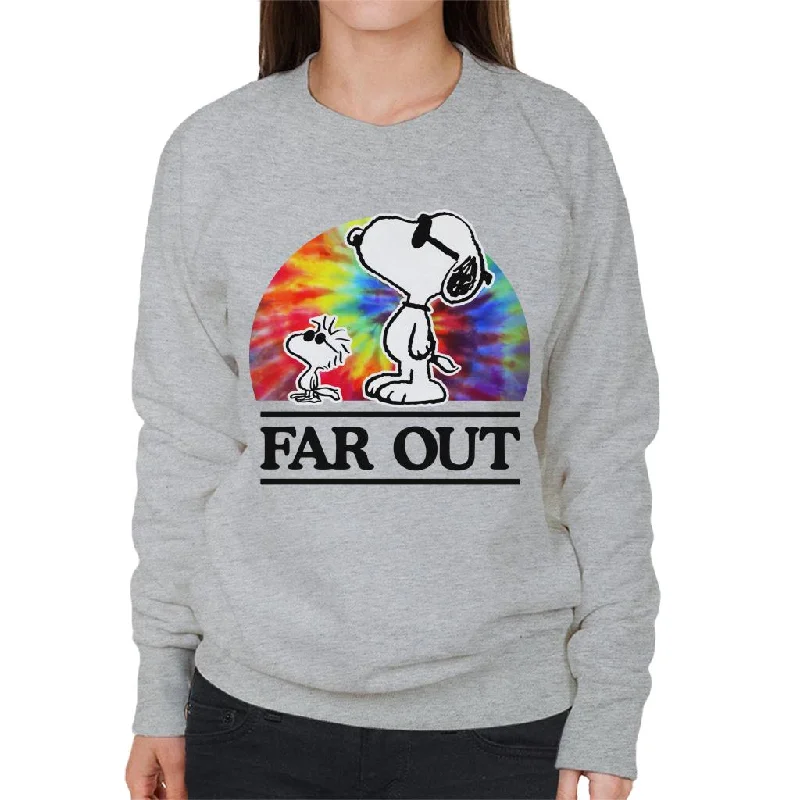 Peanuts Far Out Snoopy & Woodstock Women's Sweatshirt Hoodie with Velcro Closure Adjustable Secure