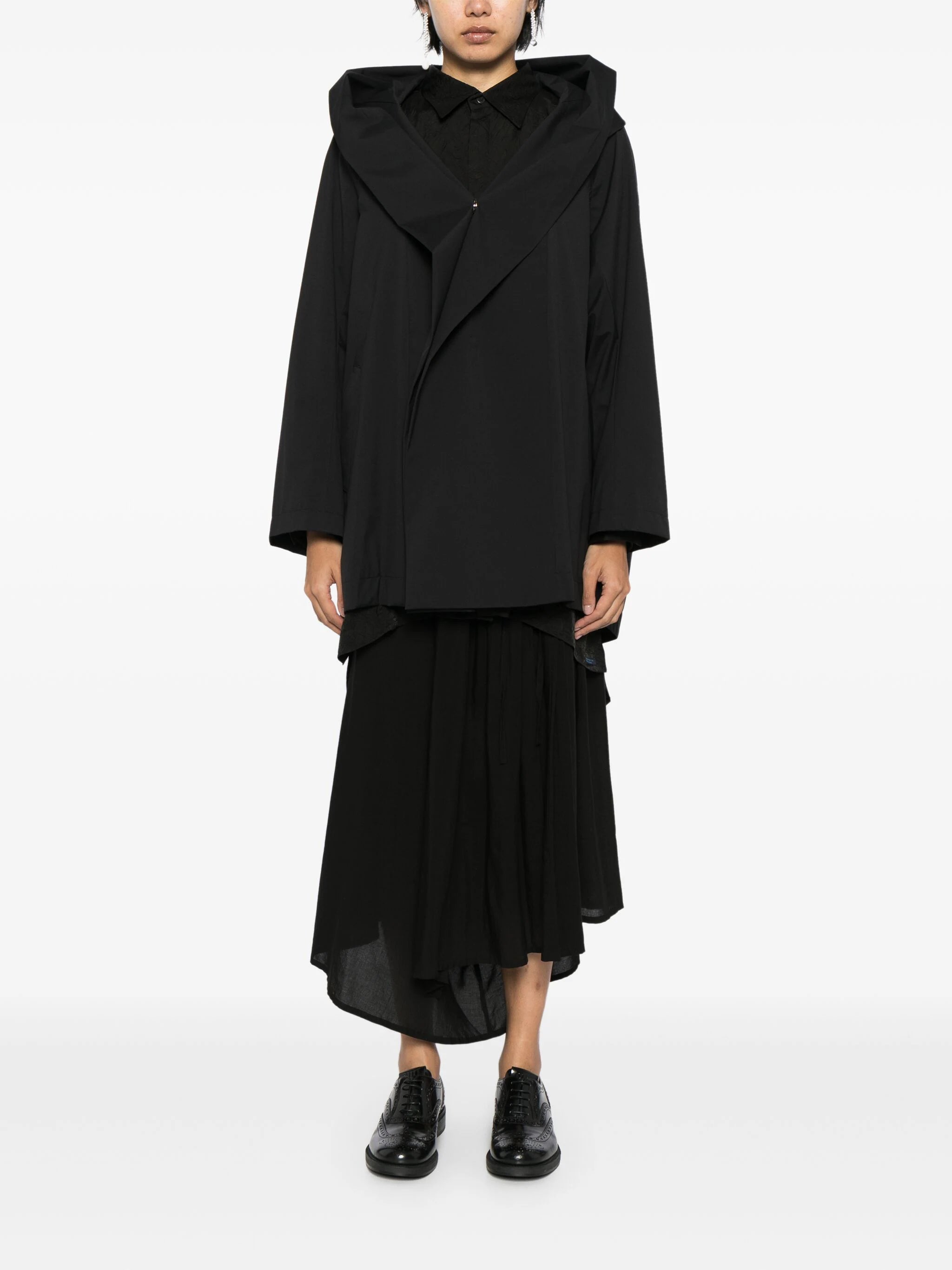 YOHJI YAMAMOTO REGULATION - Women Hooded Cape Coat Trench Raincoat Windbreaker