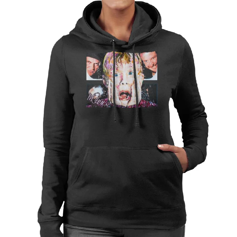 Sidney Maurer Original Portrait Of Macaulay Culkin Home Alone Women's Hooded Sweatshirt Hoodie with Fur Luxurious Winter