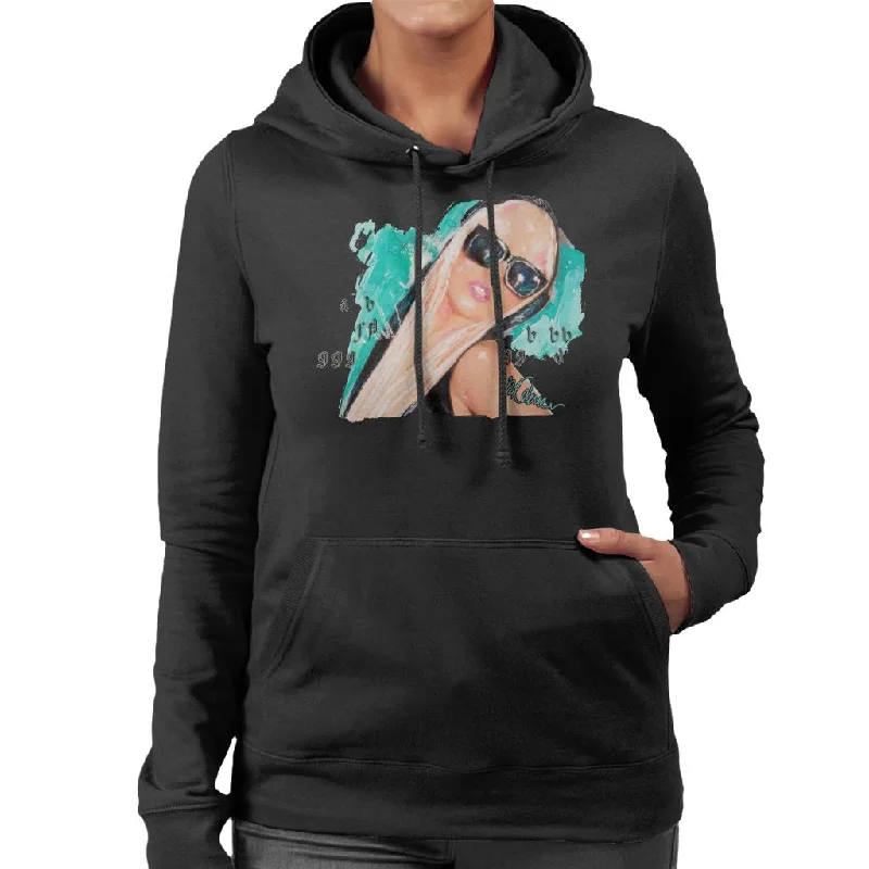 Sidney Maurer Original Portrait Of Lady Gaga Shades Women's Hooded Sweatshirt Hoodie with Hem Contrast Bold Stylish