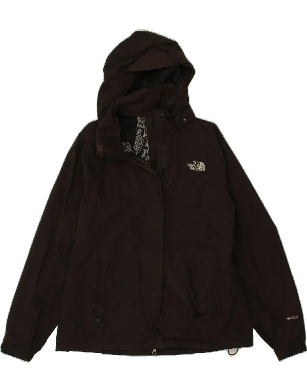 THE NORTH FACE Womens Hooded Windbreaker Jacket UK 16 Large Brown Nylon Rayon Fabric Velvet Fabric Corduroy Fabric