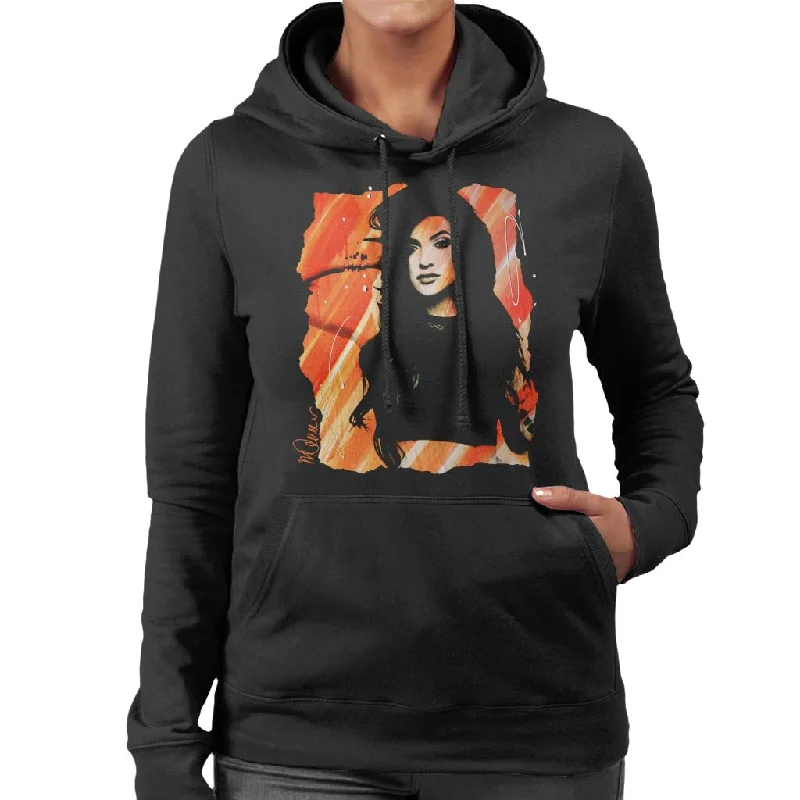 Sidney Maurer Original Portrait Of Kendall Jenner Women's Hooded Sweatshirt Hoodie with Hem Fringe Bohemian Relaxed