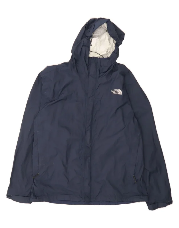 THE NORTH FACE Mens Hooded Rain Jacket UK 40 Large Navy Blue Nylon Mesh Jacket Canvas Jacket Denim Jacket