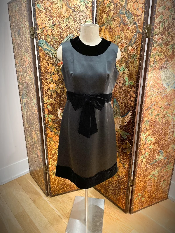 1960s Black Satin & Velvet Party Dress Tunics Mesh breathable