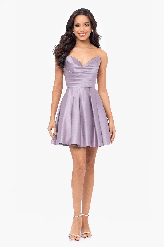 "Teddi" Strapless Rouched Party Dress Tunics Winter warm