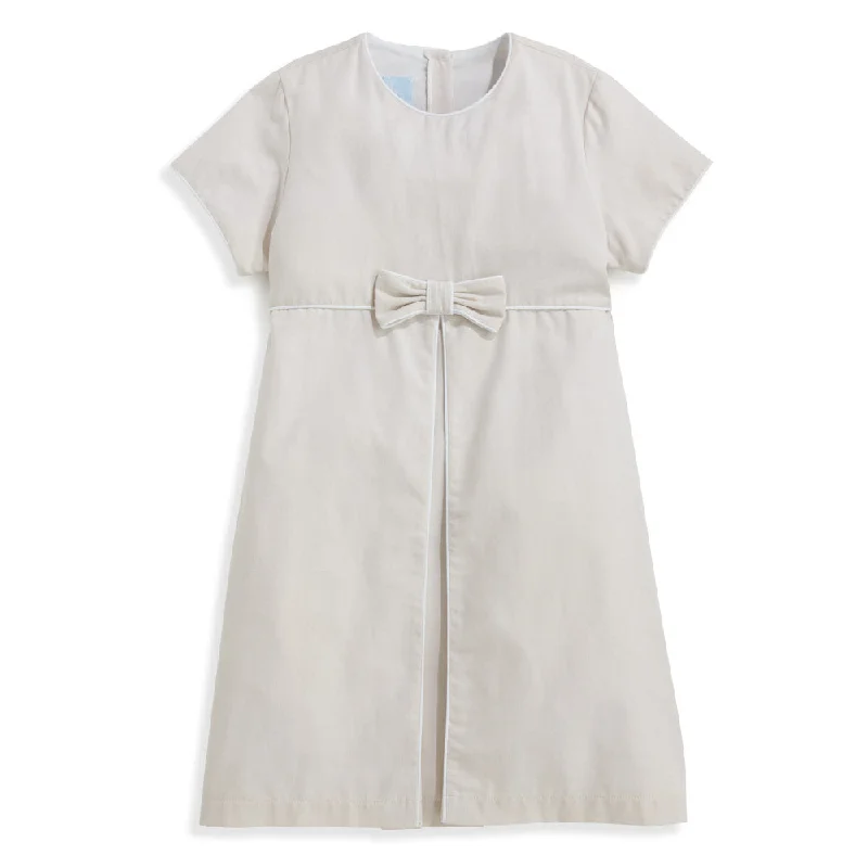 Bow Front Party Dress -- Sand Oxford Tunics Trendy modern
