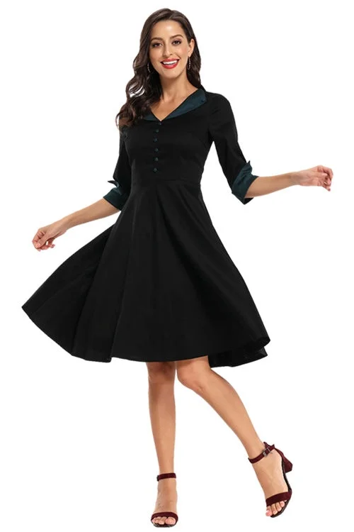 Elegant Black Half Sleeves Short Party Dress Bodycon Fitted Nightout