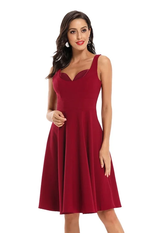 Elegant Sweetheart Burgundy Short Party Dress Shift Classic Vintage