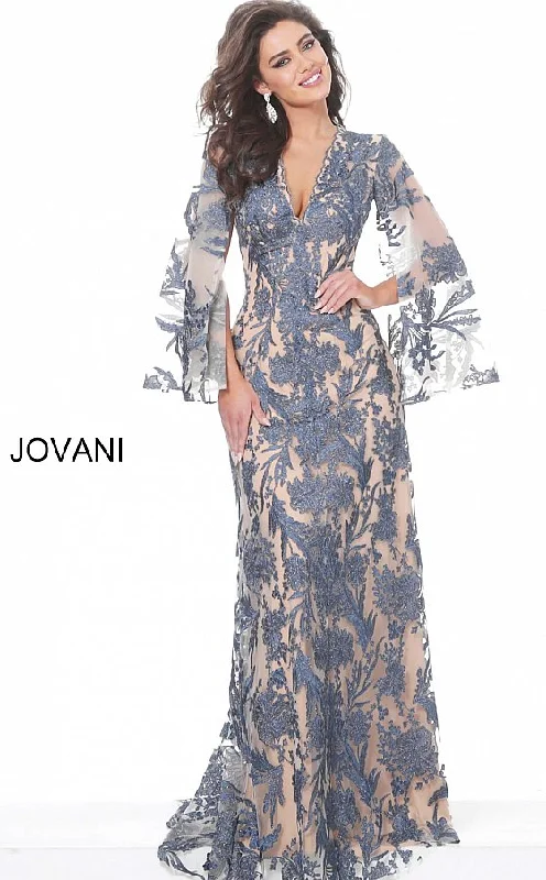 Jovani 00752 Long Lace Formal Evening Dress Long Drape Sleeve Maxi Gown Tunics Winter warm