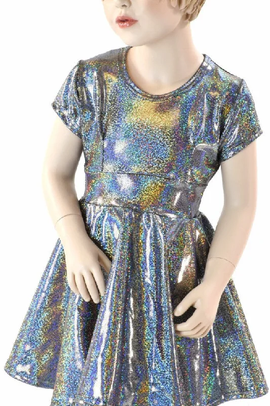 Girls Silver Holographic Party Dress Tunics Favorite customer