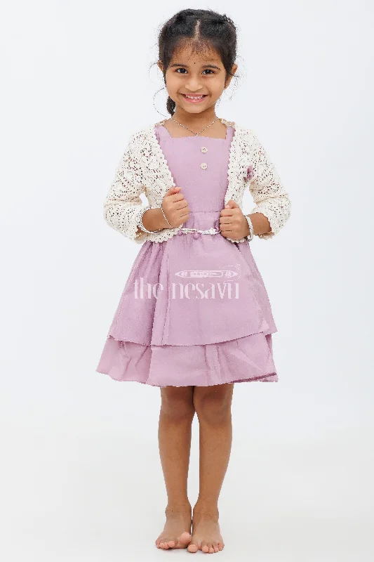 Girls Lavender Party Dress with Crochet Bolero and Double-Tiered Skirt Tunics Essential wardrobe