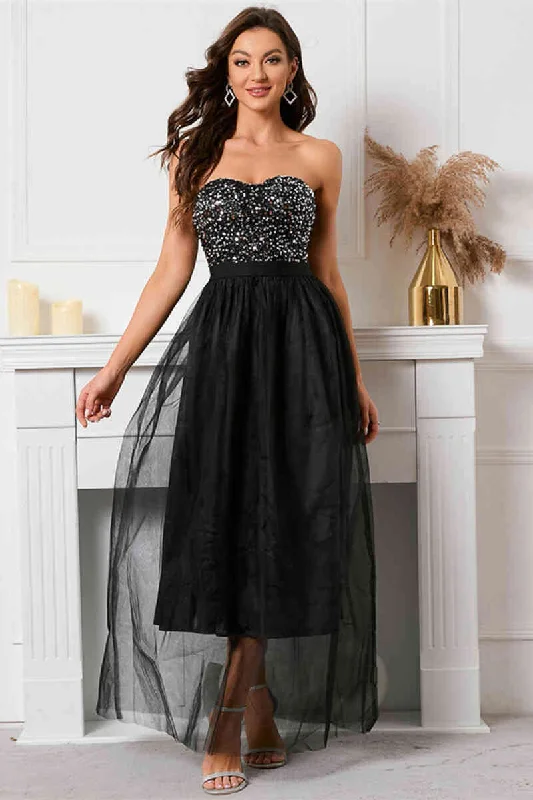 Sequin Top Sweetheart Black Long Evening Dress Tunics Recommended stylist