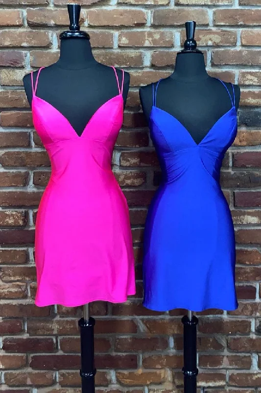 Simple Tight Hot Pink Short Party Dress Shift Classic Vintage