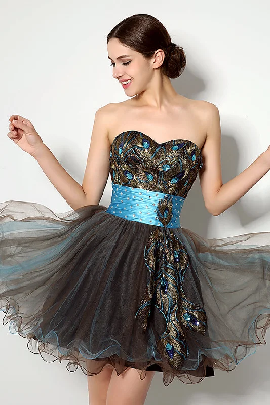 Sweetheart Black Short Homecoming Party Dress Peplum Ruffle Cocktail