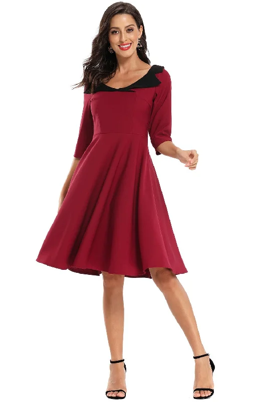 Vintage Crew Neck Burgundy Short Party Dress Mermaid Tail Wedding