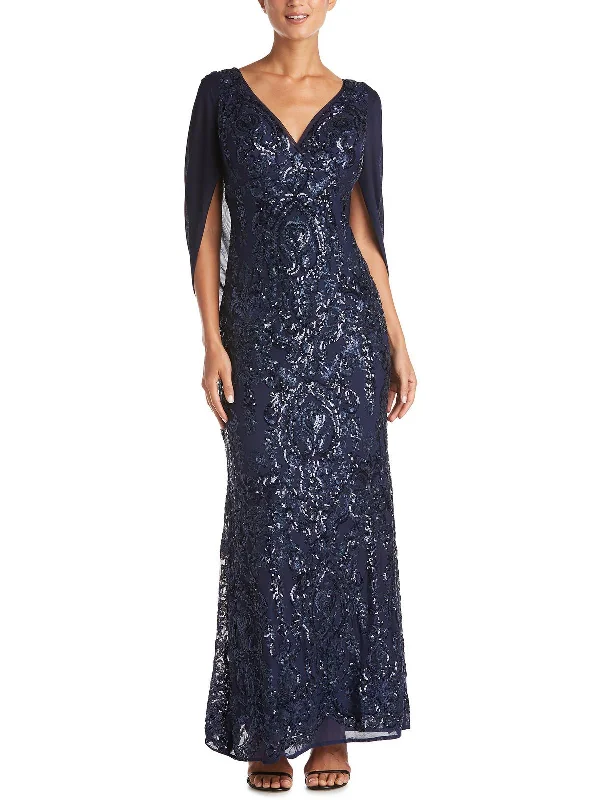 Womens Sequined Long Evening Dress Tunics Fall fleece