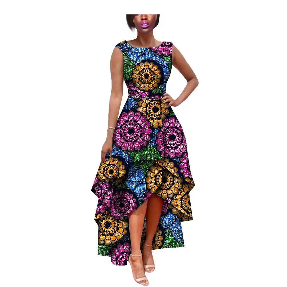 African Women's Private Sleeveless Pleated Party Dress 100% Pure Waxed Cotton Tunics Running lightweight