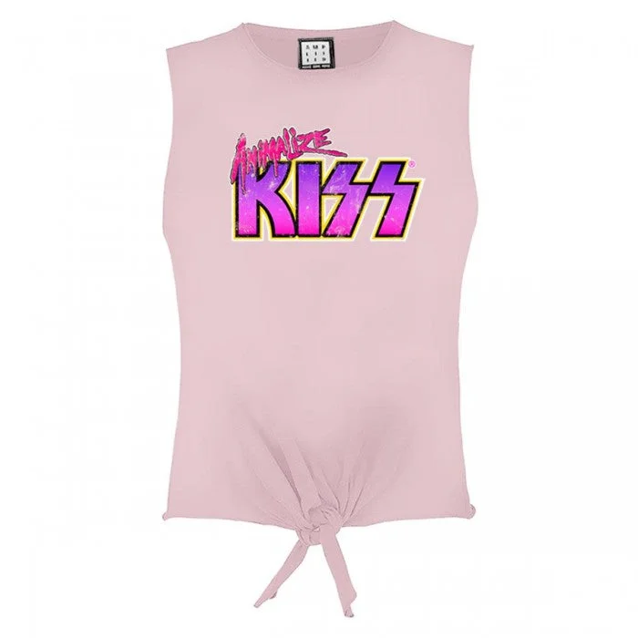 Amplified Womens/Ladies Animalize Kiss Sleeveless Crop Top Spandex Blend Rayon Blend Denim Blend