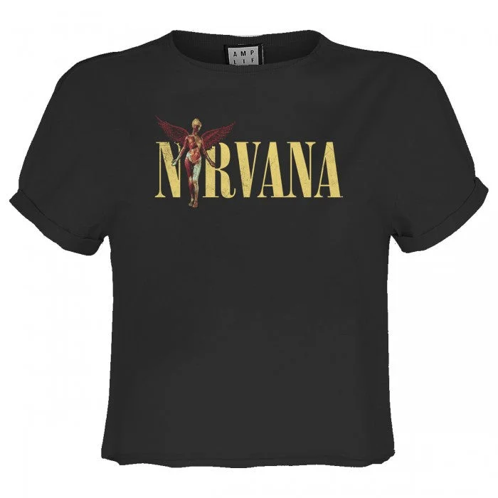 Amplified Womens/Ladies In Utero Nirvana Crop Top Hooded Caped Shawl Collar