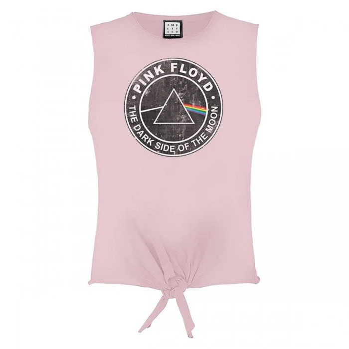 Amplified Womens/Ladies The Dark Side Of The Moon Pink Floyd Sleeveless Crop Top Terry Blend Velvet Blend Canvas Blend