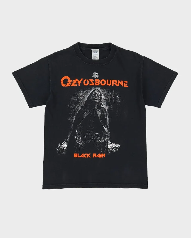 2007-08 Ozzy Osbourne Black Graphic Band Tour T-Shirt - S Collared Crew Neck Turtle Neck