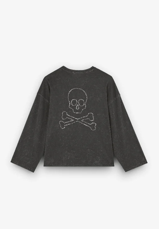 MARBLE LS SKULL TEE Basic T-Shirt Crew Neck Short Sleeve