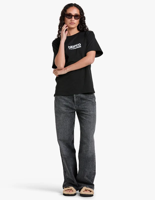 Dreyfus Tee - Black Graphic Embroidered Appliqued