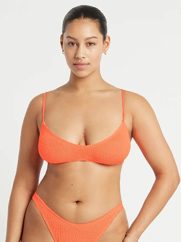 Lissio Crop Top In Neon Orange Fashionable Trendy Casual