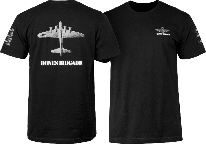 Bones Brigade Bomber T-shirt - Black Real Fur Shearling Chenille