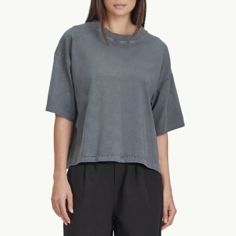 Women's Boxy Tee - Stormy Front Pockets Side Pockets Patch Pockets