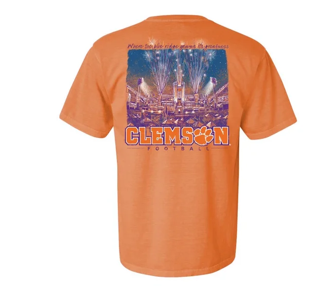 Tigertown Graphics Clemson University Under the Lights T-shirt Houndstooth Herringbone Solid