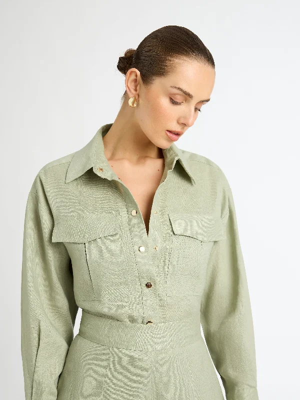 COASTAL LINEN SHIRT Beaded Sequined Faux Fur