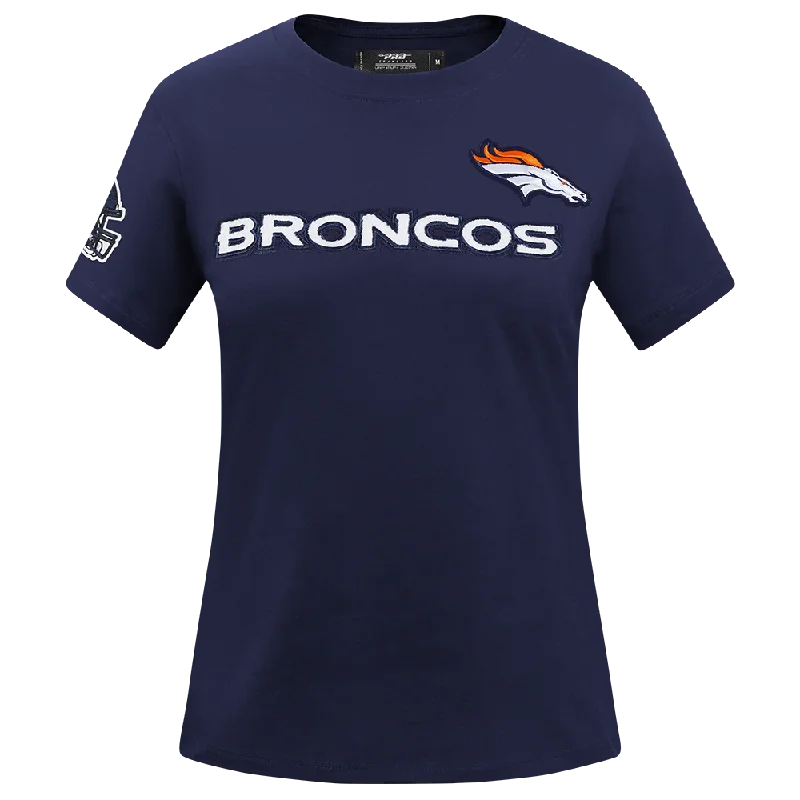 NFL DENVER BRONCOS CLASSIC WOMEN'S SJ SLIM FIT TEE (MIDNIGHT NAVY) Hooded Caped Shawl Collar