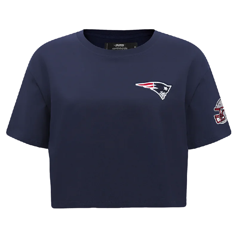 NFL NEW ENGLAND PATRIOTS CLASSIC WOMEN'S SJ BOXY TEE (MIDNIGHT NAVY) Chenille Blend Fleece Blend Nylon Blend