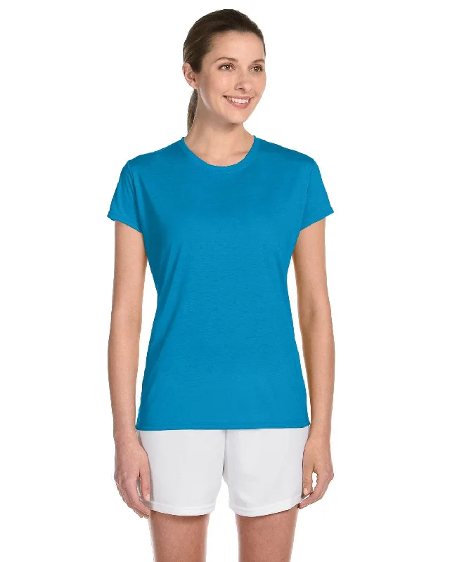 Gildan Ladies 4.5 oz. Performance T-Shirt | Sapphire Zippered Buttoned Snapped