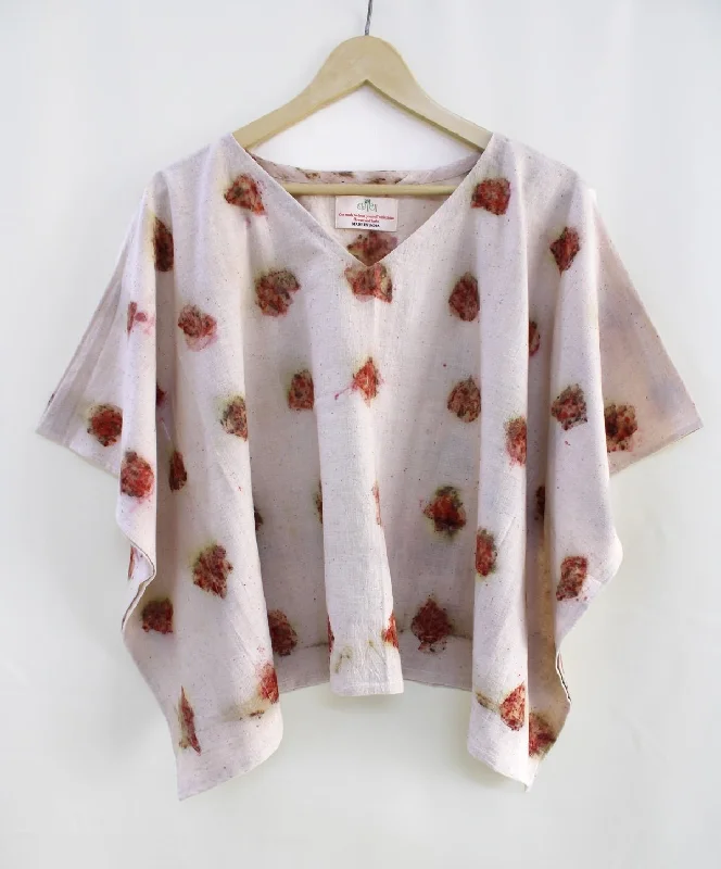 Gulab- Handwoven Organic Cotton Crop Top- White & Red Jersey Fabric Tulle Fabric Batik Fabric