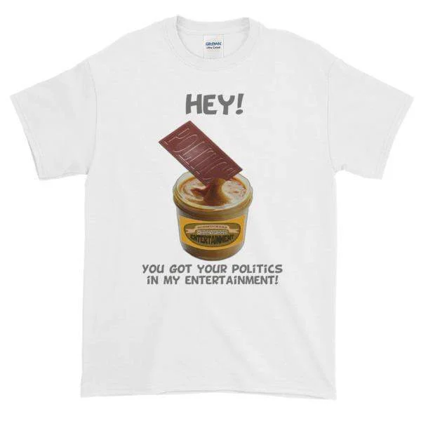 Hey! You Got Your Politics in My Entertainment T-Shirt Striped Floral Plaid