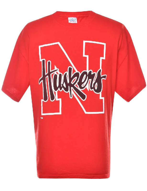 Huskers University of Nebraska Printed T-shirt - XL Hooded Caped Shawl Collar