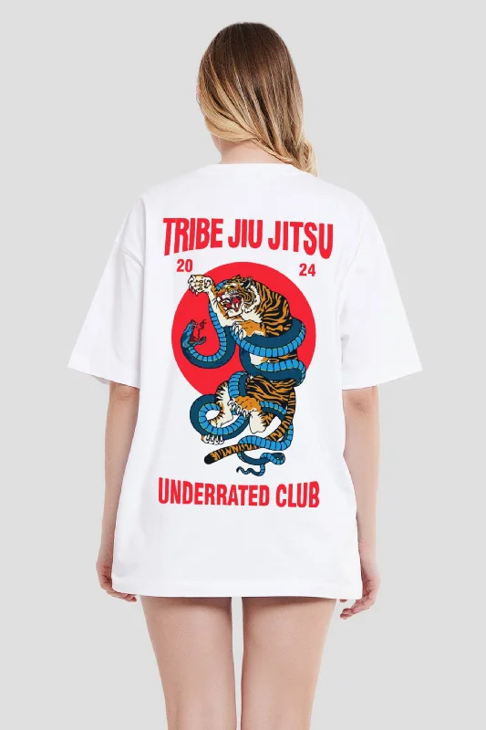Jiu Jitsu White Printed T-Shirt Polka Dot Checkered Tartan