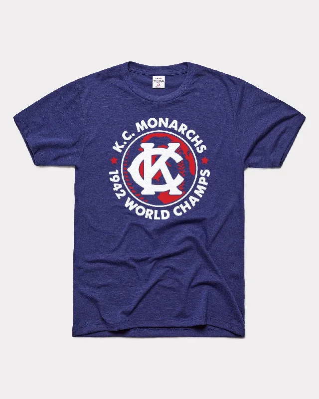 KC Monarchs '42 Champs Navy T-Shirt Chenille Brocade Lace