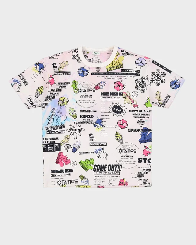 Kenzo All Over Print Over-Dyed It's A Party! Graphic T-Shirt - M Cozy Warm Stylish